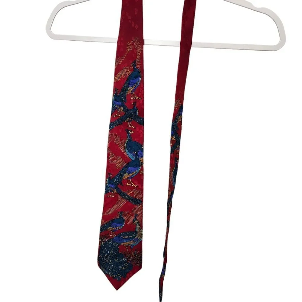 World Wide Wildlife tie The Asian Blue Peacock iridescent feathers‎ #199